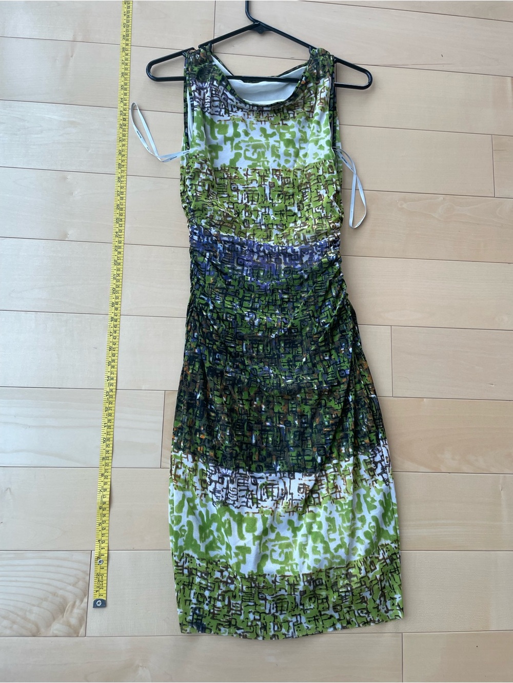 Kay Unger Green and Olive Printed Midi / knee length Sheath Dress